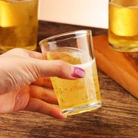 Ensemble de mugs à bière en verre givré transparent de 200 ml, style vintage, portables et réutilisables, lavables au lave-vaisselle, pour les voyages et la maison