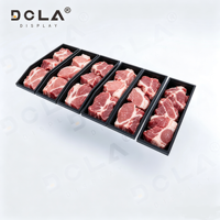 Plateau de présentation en plastique noir ABS pour viande, boucherie, traiteur, supermarché, stockage frais, comptoir réfrigéré