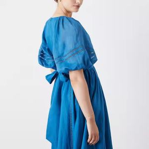 Vestidos Formales de Lino de Alta Calidad a la Moda, Vestidos Casuales de Oficina de Verano de Color Sólido y Sexy para Mujer - Product Image 5