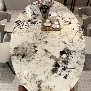 Mesa de Comedor Personalizada con Estructura de Acero Inoxidable 304, Mesa de Comedor Ovalada de Mármol Natural Italiano, Mesa de Comedor Moderna de Lujo - Product Image 5
