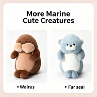 Bobova Animal marin Mignon Phoque Mignon 40cm en Coton PP Doux, Compagnon de câlin et Cadeau d'anniversaire pour Tous les Âges