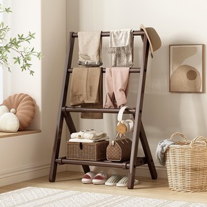 <b>Clothes</b> <b>Rack</b> Foldable Standing Walnut Color Space Saving Bedroom Clothing Organizer Rectangle Shape - Product Image 4