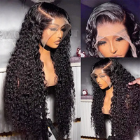 Wig Rambut Asli Vietnam Virgin Glueless Full Lace Front Transparan HD, Wig Keriting Kinky dan Burma