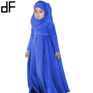 Abito Abaya Verde Lungo con Maniche Lunghe e Bordi in Pizzo per Bambine Musulmane, Abbigliamento Islamico Turco OEM, Vestito Hijab per Ragazze <span class=keywords><strong>Giovani</strong></span> - Product Image 6