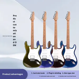 Chitarra Elettrica <span class=keywords><strong>per</strong></span> <span class=keywords><strong>Principianti</strong></span> in Vendita Diretta dalla Fabbrica, Corpo in Pioppo con Tastiera in Acero Carbonizzato e Pickup Attivi S-S-H - Product Image 3