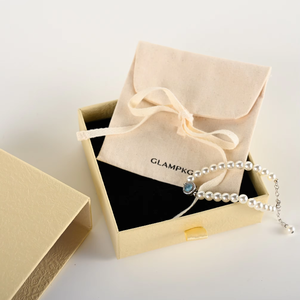 Caja de Joyería Texturizada Beige con Logotipo Personalizado, con Bolsa de Algodón, Juego de Caja de Regalo de Cartón Rígido de Lujo para Collar, Anillo y Pulsera - Product Image 5