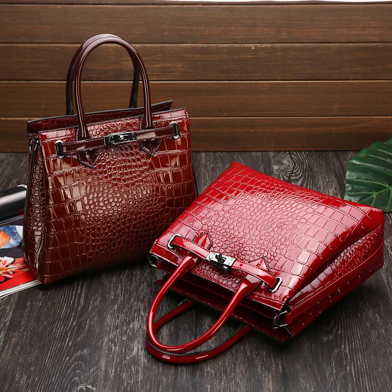 Wholesale Elegance Stylish Snake Embossed Luxury Purse Sling Messenger Bag Crocodile PU Leather Tote Bag Ladies Women's Handbags