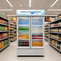 Réfrigérateur vertical en acier inoxydable, vitrine réfrigérée, refroidisseur de boissons commercial vertical, porte en verre