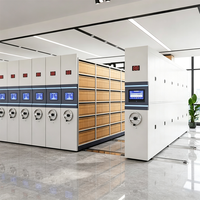 Étagère mobile compacte à double commande (volant et moteur) avec écran numérique, armoire de rangement intelligente en acier pour archives