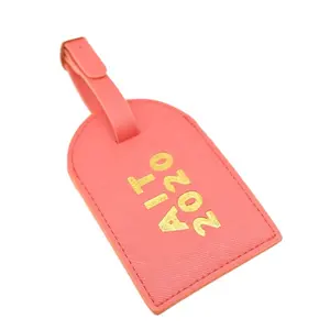 Unique Novelty Premium Leather Pink Sign Personalized Luggage Tags Custom Logo