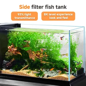 Yee Factory Wholesale Ultra Clear White Glass Fish Tank Desktop Aquarium Tank With Aquarium Accessories Internal Filter