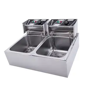6L+6L Stainless steel Electric Fryer double-tank French Fries Machine Chicken fryer Equipment Restaurant
