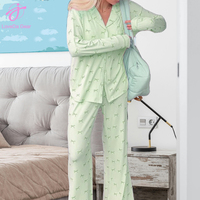 Loveda Vente en Gros Pyjama Femme Imprimé Numérique en Coton à Manches Longues et Nœud