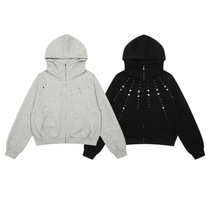 Nueva Chaqueta con Capucha Estilo Americano para Personas Bajas - Sudadera con Capucha Personalizada con Tachuelas Metálicas - Product Image 6