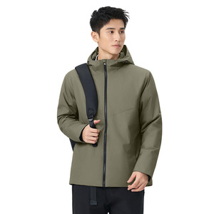 Windproof Jacket With Inner Liner Winter Outdoor Workwear Solid Color Contrast Grass Gray Green Clear Blue Black - Product Image 1