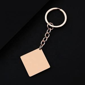 Personalized Customization <b>square</b> Shaped Laser Engraving logo Printing Photo Blank Material Metal Stainless Steel Keychain - Product Image 4