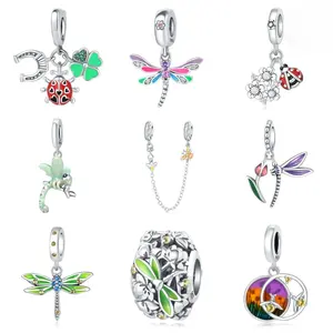 Exquises Broches Enfantines Tendance en Argent Sterling Plaqué Rhodium avec Perles, Libellules, Coccinelles, Fleurs et Insectes en Zircon - Product Image 6