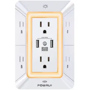 Longrich Múltiplas tomadas de segurança com 6AC 3USB adequado para tomada americana