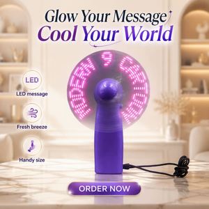 Mini Ventilador Eléctrico Portátil LED con Mensaje Personalizado, Diseño Moderno, Impresión en Serigrafía, Pantalla LED Programable - Product Image 3