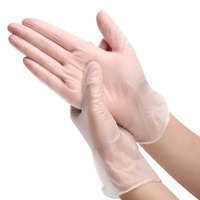 Gants jetables en vinyle PVC transparents, sans poudre, taille moyenne et grande, 24 cm, texture lisse, usage général
