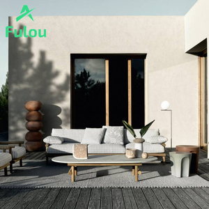 Ensemble de canapé 2 places en <span class=keywords><strong>teck</strong></span> <span class=keywords><strong>massif</strong></span> contemporain pour salle à manger et patio, mobilier d'extérieur confortable pour salon, villa, jardin - Product Image 2