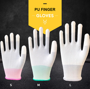 Белые перчатки с покрытием из ПУ, с антистатическим дышащим покрытием из углеродного волокна, защитные рабочие перчатки с нейлоновой хлопковой подкладкой, латексный материал - Product Image 3