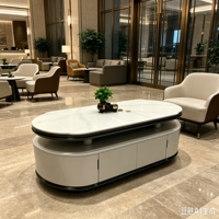 Table basse ovale en bois fritté avec rangement, table centrale moderne de luxe pour salon