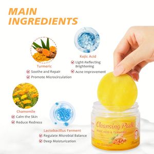 Private Label Cosmetics Factory Best Turmeric Tartaric Acid Cleaning Cotton Pads for Facial Care Skin Cleansing & Skincare Kit - Product Image 3