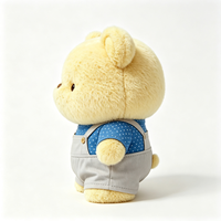 Adorable Ours en Peluche Mignon et Chubby, Jouet en Peluche Doux avec Chemise Bleue et Salopette Grise, Cadeau en Peluche pour Enfants, Souvenir en Peluche