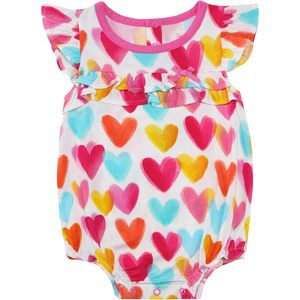 Body para Bebé Niña con Mangas con Volantes y Estampado de Corazones, Mono de Viscosa de Bambú Suave, Transpirable, Ropa para Bebés y Niños Pequeños - Product Image 1