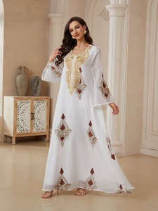 Robe Abaya de Luxe Vintage en Polyester pour Femmes Musulmanes, Antistatique, <span class=keywords><strong>Printemps</strong></span>, Élégante, Broderie de Paillettes, Maille, Mariage, Soirée, Fête - Product Image 3