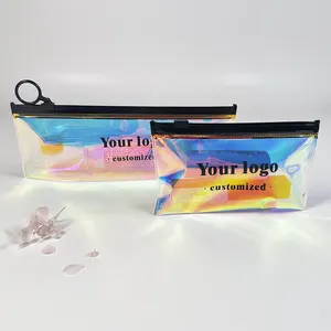 2024 Hot Bán PVC trong suốt Frosted logo in dây kéo tùy chỉnh Mini Jewelry Pouch đồ trang sức bao bì túi