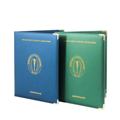 Carpeta de soporte de Certificado de graduación personalizado, Cuenta Especial, verde claro, azul, cubierta de cuero PU, grabado y estampado de aluminio