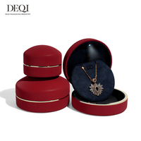 Boîte à bijoux ronde de luxe avec éclairage LED, boîte cadeau pour collier et bracelet avec intérieur en velours pour la présentation de bijoux