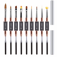 Pinceau à ongles acrylique double face ESUNG en Kolinsky, or rose, ovale, oblique, en nylon, pour peinture, ombrage, gel poly doux, spatule 3D