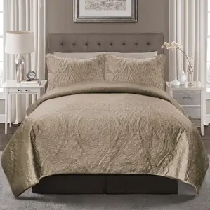 Ouro veludo efeito colcha acolchoado veludo veludo com travesseiro acolchoado três pcs conjuntos lavado veludo artesanal
