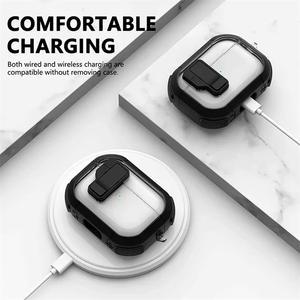 Funda protectora para auriculares con hebilla de bloqueo automático magnético transparente para <span class=keywords><strong>Airpods</strong></span> 4 para <span class=keywords><strong>airpods</strong></span> 1 2 3 /<span class=keywords><strong>Pro</strong></span> 2 TPU + PC Armor Cover + HOOK - Product Image 4