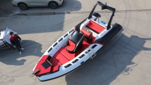 เรือยอชท์หรูความเร็วสูง CE 19 ฟุต 580 Orca Tube ตัวถังไฟเบอร์กลาส เรือยางเป่าลมสีดำ พร้อมดาดฟ้าขนาดใหญ่ ผลิตภัณฑ์หลากหลายรุ่น M - Product Image 4