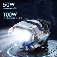 Projecteur LED de voiture à cinq optiques, lentille à faisceau droit triple, 10000LM 6500K DC12V 50W (faible) 100W (puissant) pour modification de phares de berline et SUV