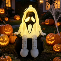 Nouveauté : Décoration de fête d'Halloween intérieure et extérieure – Lumière LED créative en forme de visage de fantôme, suspension lumineuse LED fantôme pour Halloween