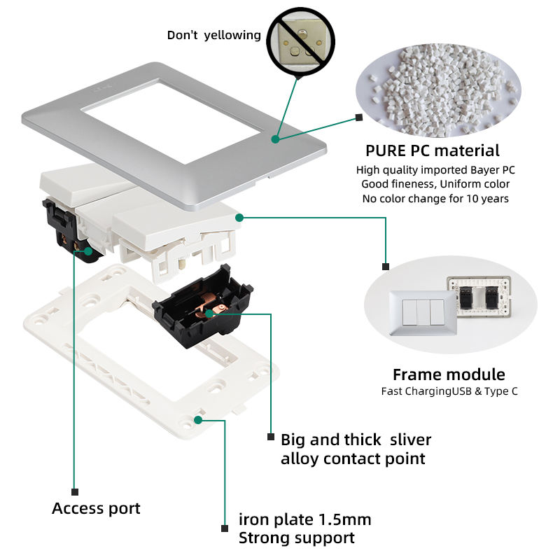 Factory Manufacturers Modern US Standard Wall Switches and Sockets Electrical