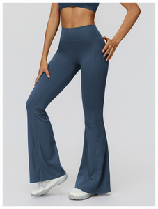 Pantalon <span class=keywords><strong>long</strong></span> amincissant plissé taille haute pour la course à pied Sports Gym Bottoms Pantalons longs de yoga pour femmes - Product Image 5