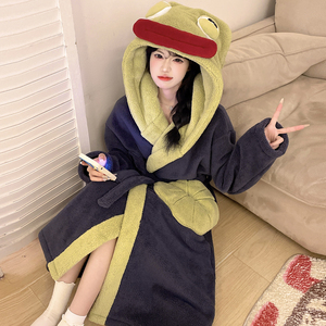 Divertenti pigiami astratti da donna, invernali, in pile corallo, spessi e caldi, per studentesse delle scuole superiori, abbigliamento da casa con motivo a intaglio su sabbia. - Product Image 4