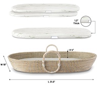 Panier à langer bébé personnalisé en corde de coton et jonc de mer avec housse rembourrée, support et matelas, berceau Moïse