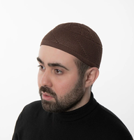 Chapeaux de prière islamiques pour hommes, usage quotidien, tricotés, unis, respirants, doux et élégants, style Kufi, avec ouverture pour la prière