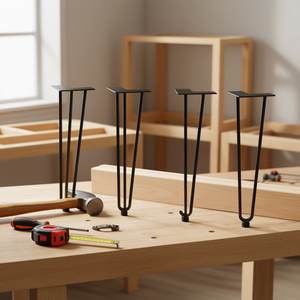 Pied de table en acier noir mat avec revêtement en poudre, diamètre 0,5 pouce, pieds de meubles - Product Image 2