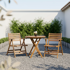 Solid Teak Folding Bistro <b>Table</b> Chair Set Outdoor Patio Furniture for Cafe Villa Resort - Product Image 2