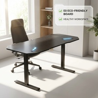 Bureau de jeu extensible en acier inoxydable AOR avec 20 modes d'éclairage RVB et boîte de rangement pour multiprise, design moderne et facilement transportable