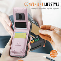 Étui en cuir à rabat magnétique CaseMe pour 16 Pro Max, portefeuille sans fil RFID, design professionnel, antichoc, étui pour cartes de crédit