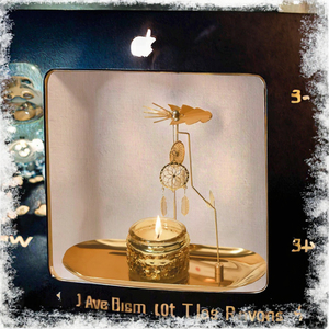 ที่วางเทียนหมุนได้แม่เหล็กสีโรสโกลด์ YIT พร้อมถาด สำหรับตกแต่งวันคริสต์มาสและวันวาเลนไทน์ - Product Image 3